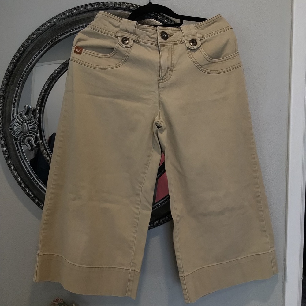 Lee Jeans Tan Denim Crop Pants Wide Leg 7/8 M